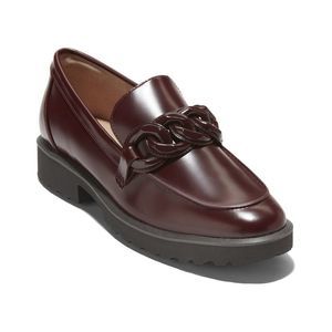 Cole Haan Geneva Chain Leather Loafer in Burgundy Wine - Size 10.5